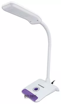 Светильник настольный SONNEN OU-147, на подставке, светодиодный, 5 Вт, белый/фиолетовый