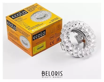 Светильник встраиваемый Ecola Light, Cd4141, Mr16, Gu5.3, круглый, 50x90 мм, прозрачный/хром