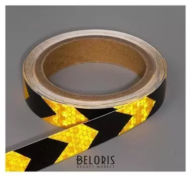 Светоотражающая лента, самоклеящаяся, черно-желтая, 2 см х 8 м