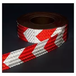 Светоотражающая лента, самоклеящаяся, красно-белая, 5 см х 25 м