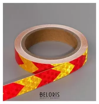 Светоотражающая лента, самоклеящаяся, красно-желтая, 2 см х 8 м