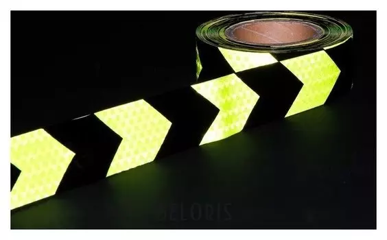 Светоотражающая лента, самоклеящаяся, желто-черная, 5 см х 25 м