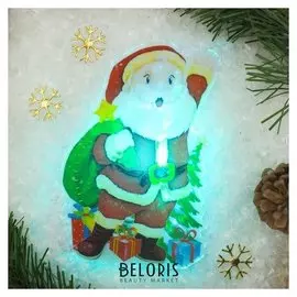 Световая картинка на магните "Дед мороз приветствует!"(Батарейки в комплекте), 1 Led, RGB