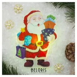 Световая картинка на магните "Дед мороз с подарками"(Батарейки в комплекте), 1 Led, RGB