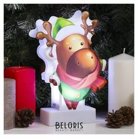 Световая картинка на подставке "Олень", SMD 2835, 8 Led, 3*аа (Не в комплекте)