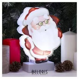 Световая картинка на подставке "Санта в очках", SMD 2835, 8 Led, 3*аа (Не в комплекте)