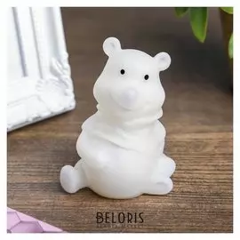 Световой сувенир "Мишка с бантиком" светится разными цветами 7х5х5 см