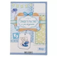 Свидетельство о рождении мальчика "Мои первые документы" с карманом для бирки