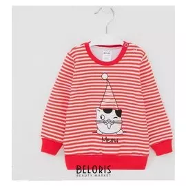 Свитшот, цвет красный/коты, рост 104 см