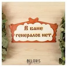 Табличка для бани "В бане генералов нет" в виде избы 30х17см