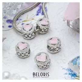 Талисман "Сердечко" нежность, цвет розовый в серебре