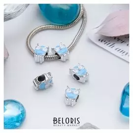 Талисман "Сова", цвет бело-голубой в серебре