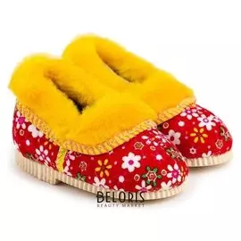 Тапочки детские, цвет красный/цветочек, размер 21