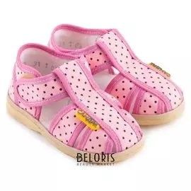 Тапочки для девочки, горошек розовый, размер 23