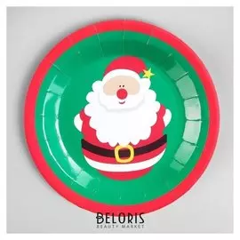 Тарелка бумажная «Дед мороз», набор 6 шт.