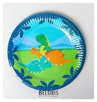 Тарелка бумажная «Динозаврики», набор 6 шт.