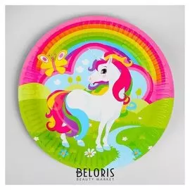 Тарелка бумажная «Единорог на полянке», набор 6 шт.