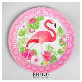 Тарелка бумажная «Фламинго», D=18 см, набор 6 шт.