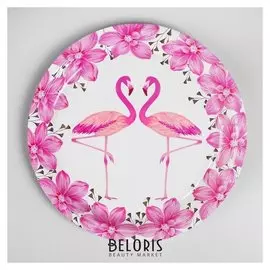 Тарелка бумажная «Фламинго и розовые цветы», набор 6 шт.