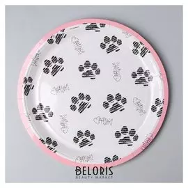 Тарелка бумажная «Котики», 23 см, набор 6 шт.