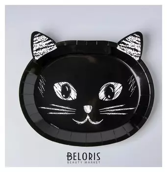 Тарелка бумажная «Котики», фигурная, 23 см, набор 6 шт.