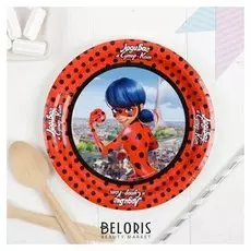 Тарелка бумажная «Леди баг», набор 6 шт., 18 см