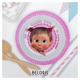 Тарелка бумажная «Маша», сердца, 17 см, набор 6 шт.