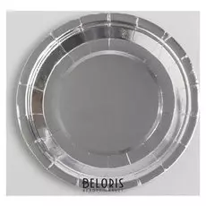 Тарелка бумажная, набор 6 шт., цвет серебряный