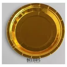 Тарелка бумажная, набор 6 шт., цвет золотой