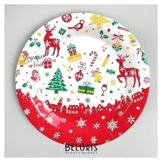 Тарелка бумажная «Новогодний город», набор 6 шт.