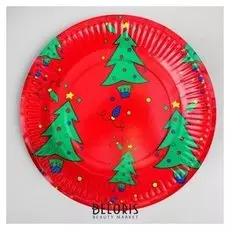 Тарелка бумажная «Новогодняя ёлочка», набор 6 шт.