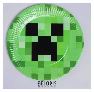 Тарелка бумажная «Пиксели», набор 6 шт., 23 см