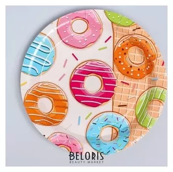 Тарелка бумажная «Пончики», набор 6 шт.