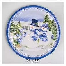 Тарелка бумажная «Снеговички», набор 6 шт.