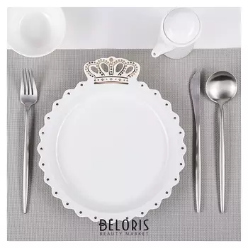 Тарелка «Царевна», 25,5×22,5×2,5 см, цвет золотой/белый