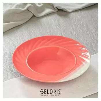 Тарелка для пасты "Фламинго", розовая, 22 см