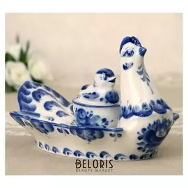 Тарелка для яиц "Наседка" гжель