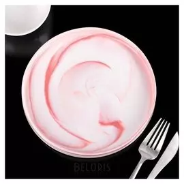 Тарелка глубокая «Мрамор», 18,5 см, цвет белый/розовый