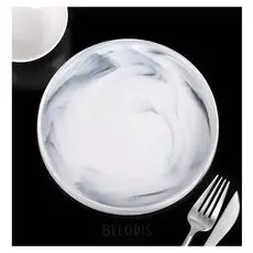 Тарелка глубокая «Мрамор», 18,5 см, цвет белый/серый