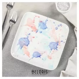 Тарелка квадратная «Акварель», 21×2 см