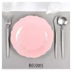 Тарелка обеденная «Бабочки», D=22 см, цвет розовый