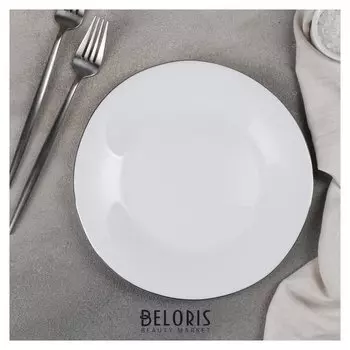 Тарелка обеденная «Сильвер», 23×1,5 см, цвет ободка серебряный