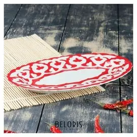 Тарелка овальная 230 код 3002 пахта красная 23см