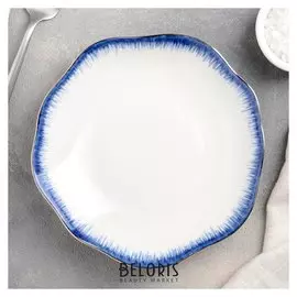 Тарелка пирожковая «Медуза», 17,5×2,5 см, цвет белый/синий