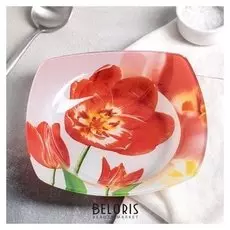 Тарелка суповая 450 мл "Тюльпаны", 19 см