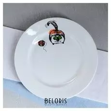 Тарелка "Удачная", деколь кот, фарфор, 24 см