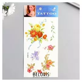 Татуировка на тело цветная "Цветы" 20,5х9,8 см