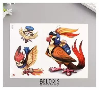 Татуировка на тело цветная "Птица почтальон" 21х15 см