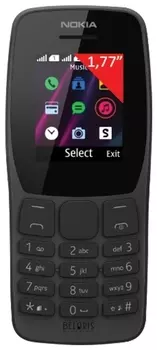 Телефон мобильный NOKIA 110 TA-1192, 2 SIM, 1,77", MicroSD, 0,3 Мп, черный