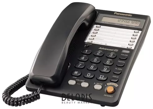 Телефон PANASONIC KX-TS2365RUB, память на 30 номеров, ЖК-дисплей с часами, автодозвон, спикерфон, черный